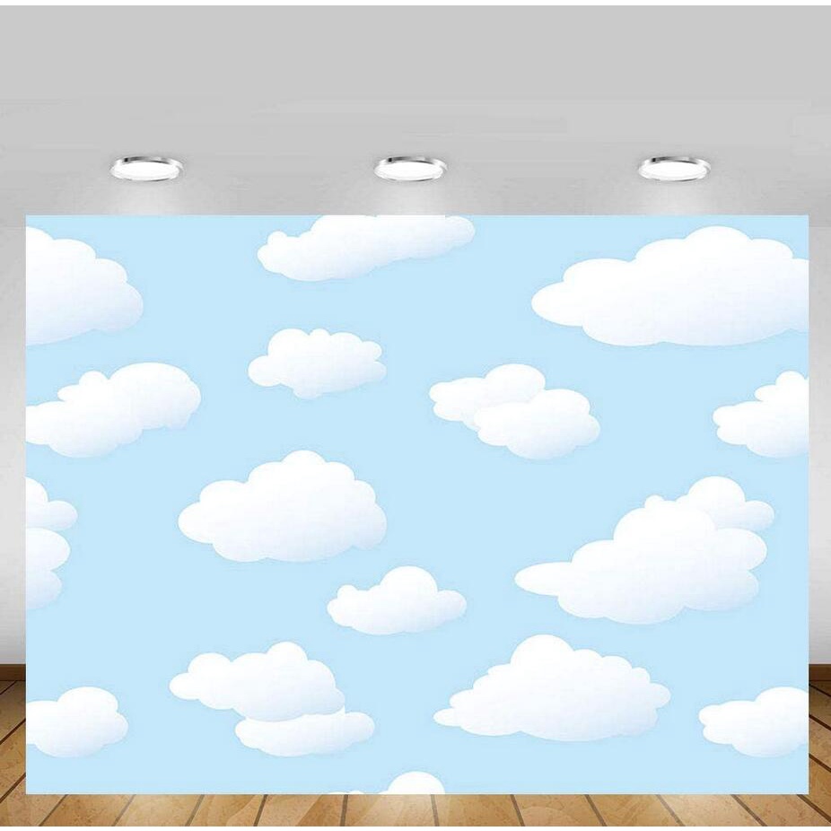 Aperturee Blue Sky White Cloud Airplane Birthday Rectangle Backdrop