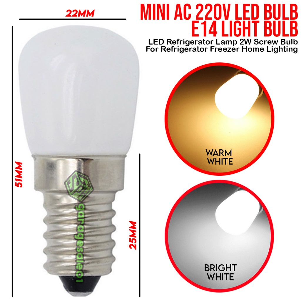 2PCS Mini AC 220V LED Bulb E14 Light Bulb SMD2835 Refrigerator Lamp 2W ...