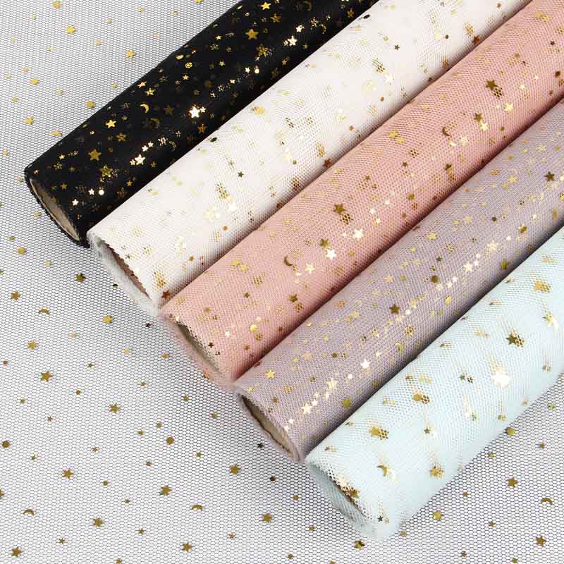 Star and moon gauze flower wrapping paper Flower Bouquet Lace Gauze