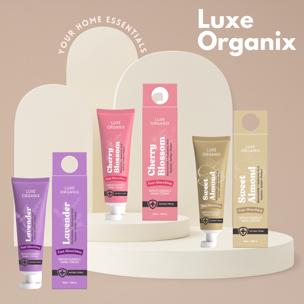 LUXE ORGANIX Serum Essence Hand Cream Cherry Blossom, Sweet Almond and