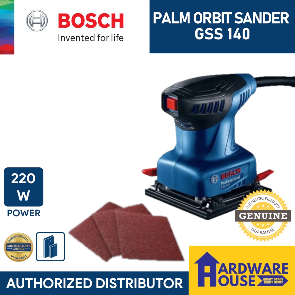 ORIGINAL BOSCH GSS 140 Palm Orbit Wood Sander + 3 Sanding Sand Paper