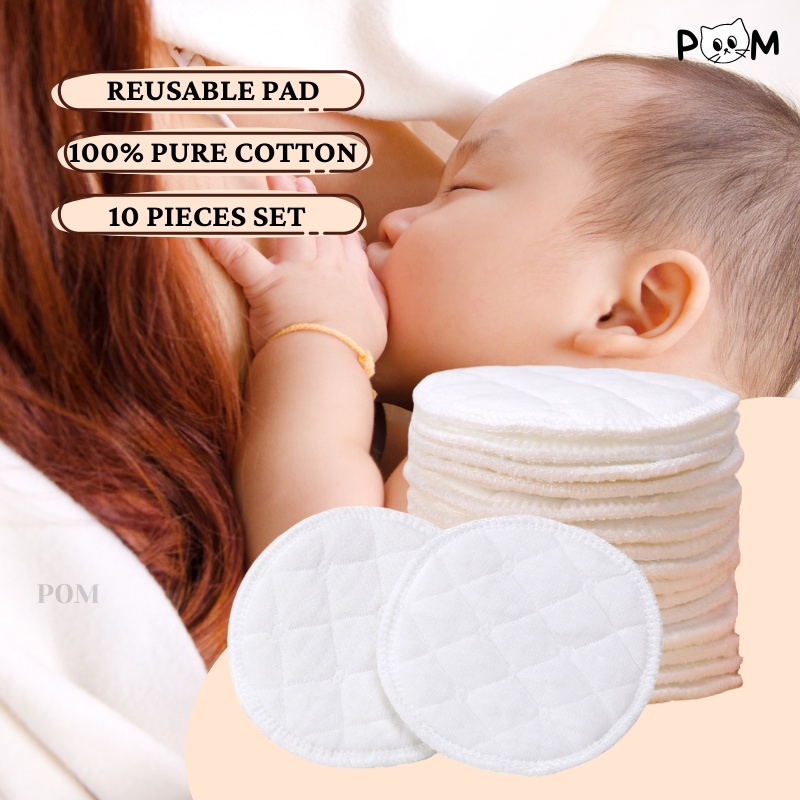 Organic Washable Breast Pads 4 Pack | Reusable Nursing Pads for Breastfeeding, 4pcs