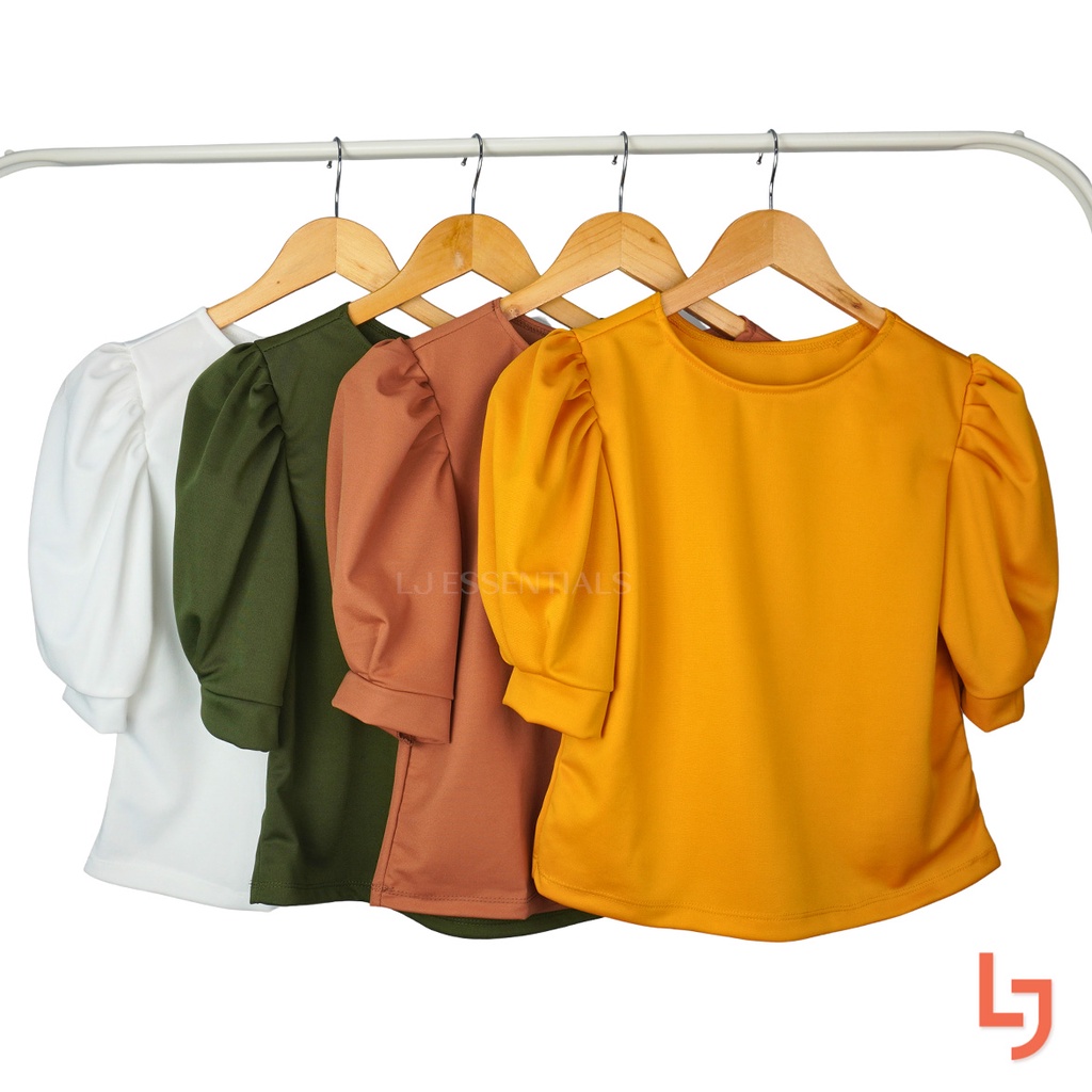 Belle Puff Sleeves Women Tops | Korean Top | Spanribs Fabric | Shopee ...