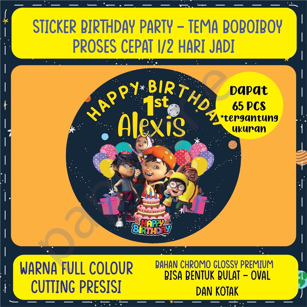 Boboiboy Sticker Labels - Children's Birthday Stickers, Hampers ...