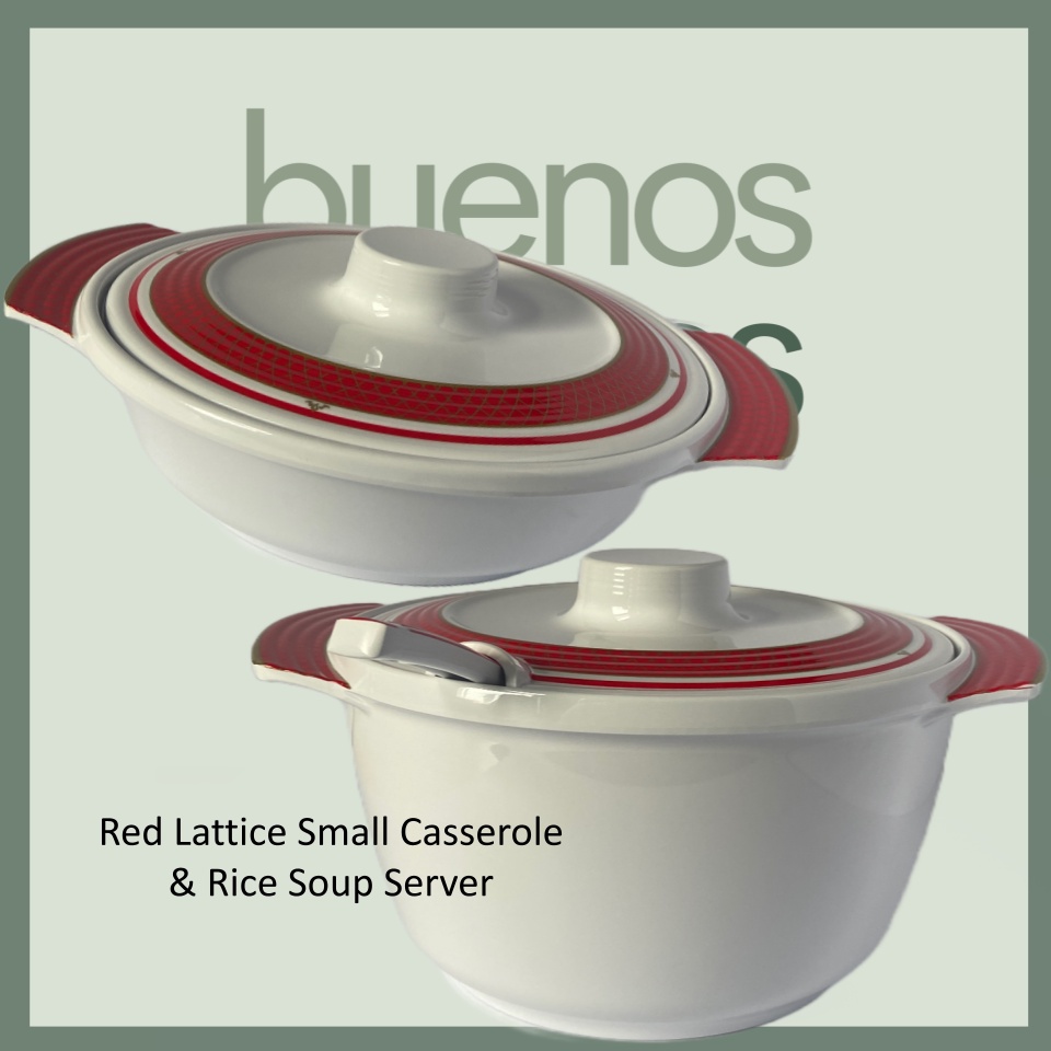 Tupperware Red Lattice Melamine Small Casserole & Rice Soup Server with ...