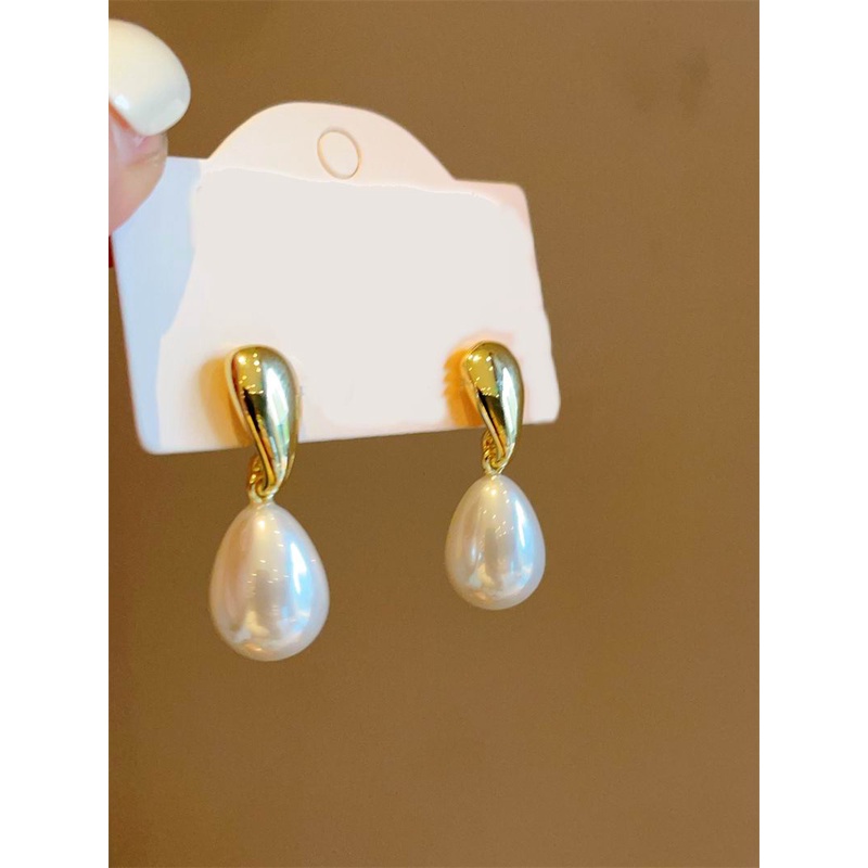 Temperament Pearl Earrings For Women Korean Style Bright Water Drop