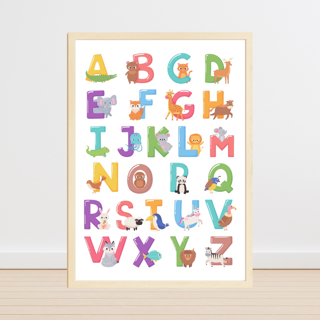 ALPHABET ANIMALS Laminated Educational Wall Charts And Posters For Kids ...