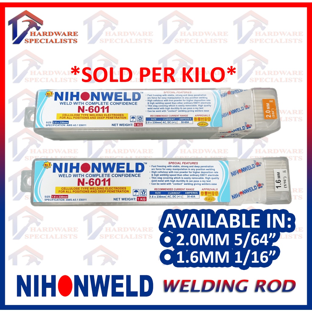 Nihonweld Welding Rod N6011 1.6MM or 2.0MM *SOLD PER KILO* Original