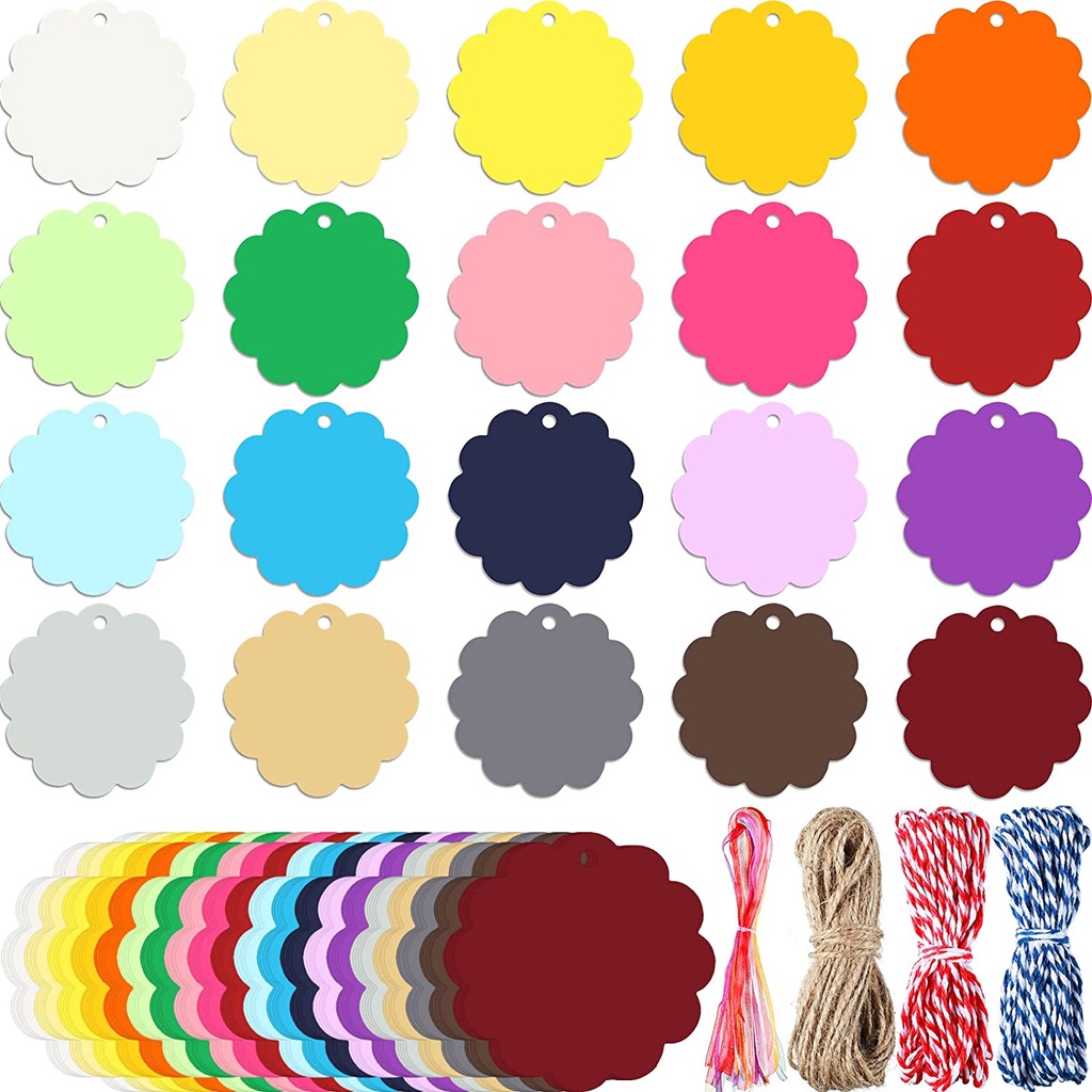 Mixed Colors Paper Gift Tags Random Rainbow Colors (Round with Wavy ...