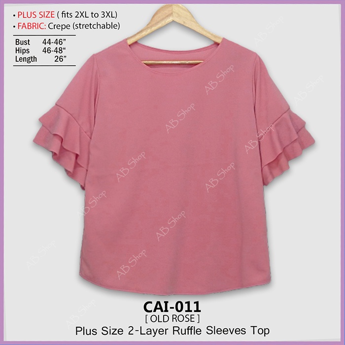 PLUS SIZE Two-Layer Ruffle Sleeves Top (Fits 2XL-3XL) | Shopee Philippines
