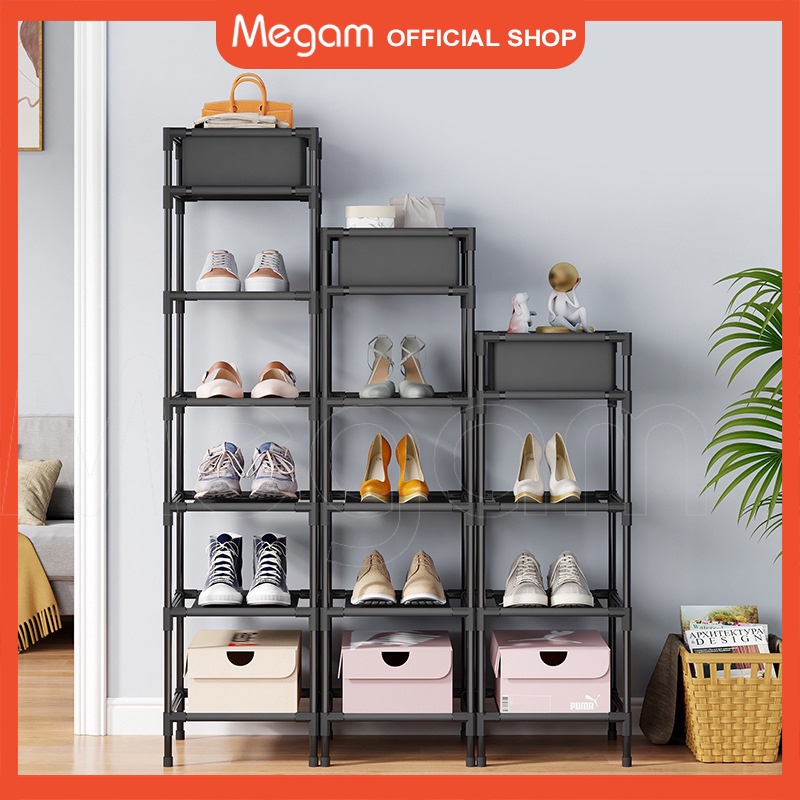 Megam Portable Stacking Shoe Rack Multi-Purpose Minimalist Shoe/Sandal ...
