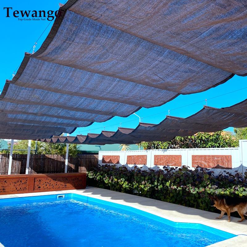 Complete Coffee Brown AntiUV HDPE Retractable Telescopic Wave Sun