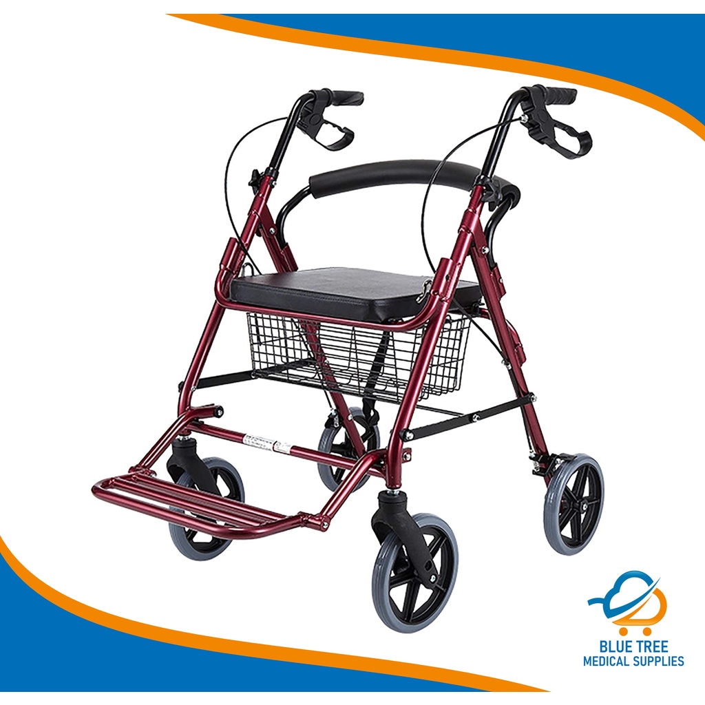 Medical Rollator Walker without Footrest Rollator Walker Travel Wheelchair Rollator with