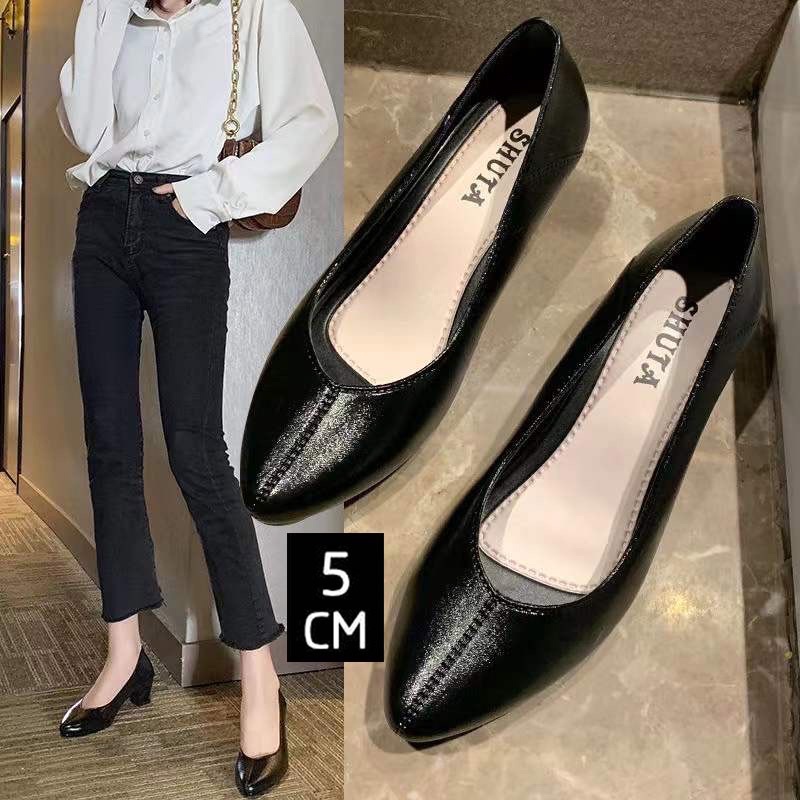 2 inch high heels blackshoes617 Black shoes school shoes rubber shoes