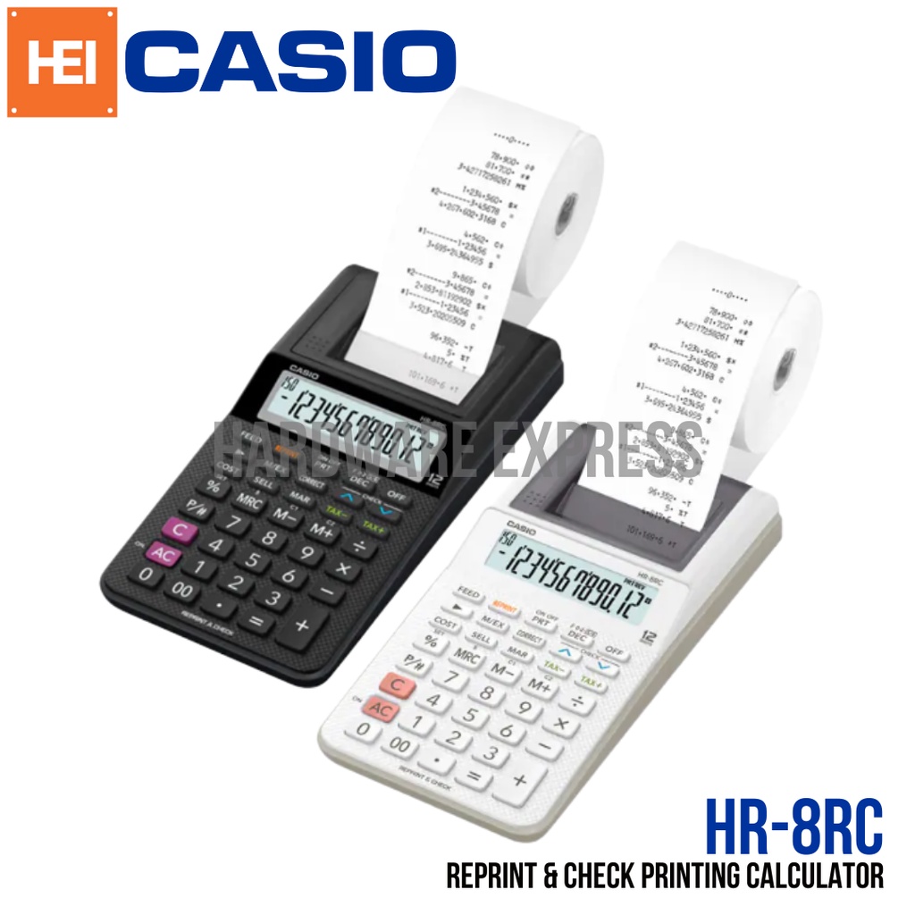 CASIO HR8RC Reprint & Check Printing Calculator (12 Digits) Shopee