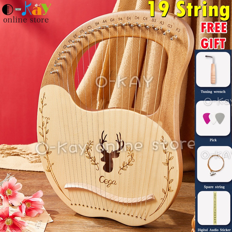 O-KAY 16/17/19-String Wooden Lyre Harp Resonance Box String Instrument ...