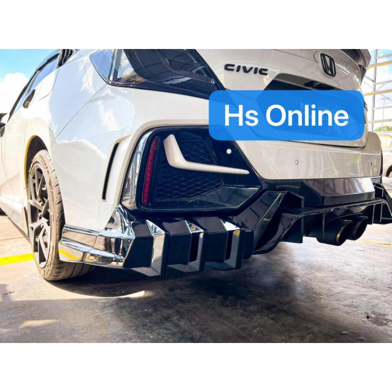 For Honda Civic FC Convert Type R Rear Bumper Install Mugen Diffuser PP ...