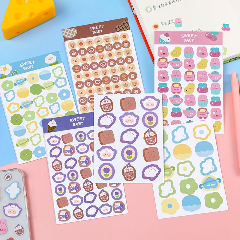 3 Sheets Cute Journal Sticker Gift Scrapbooking Decoration Material ...