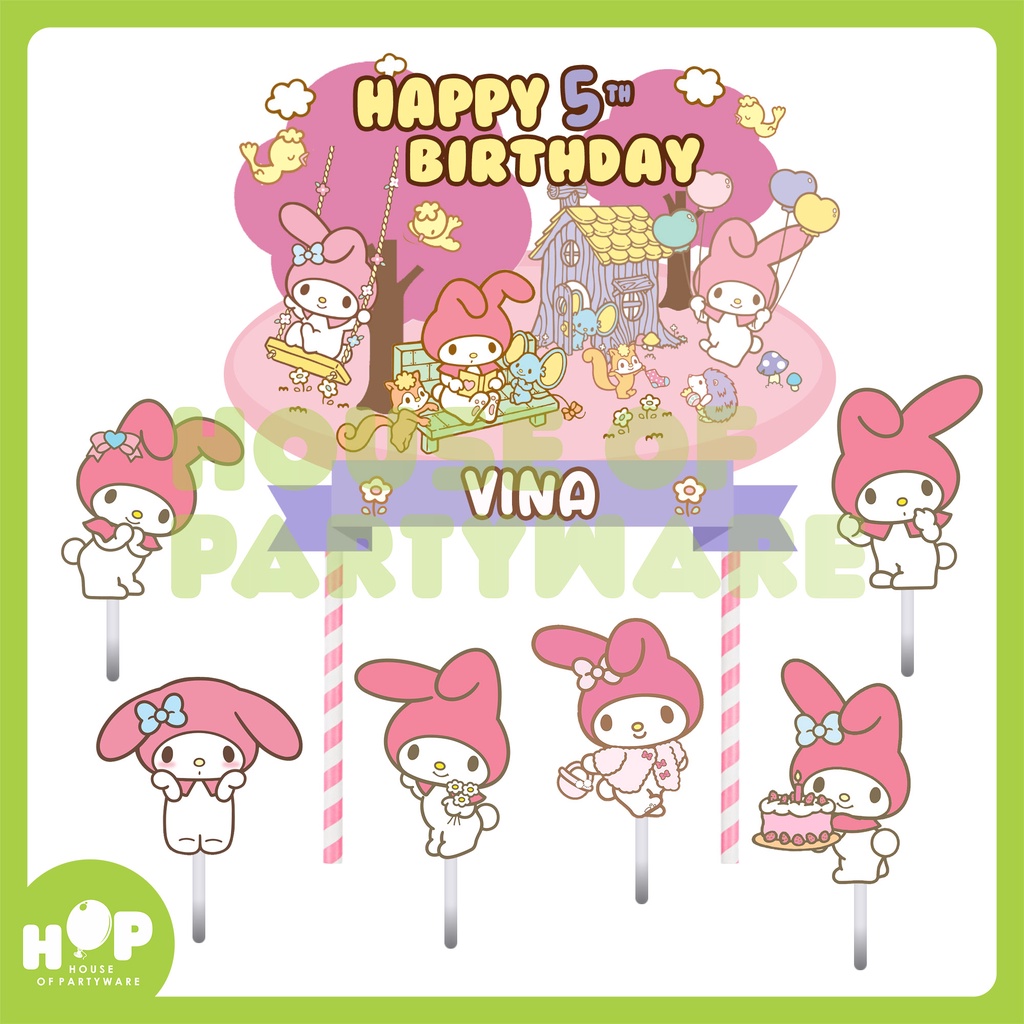 My Melody Cake Toppercustom Namebirthday Cake Decoration Shopee Philippines 9958