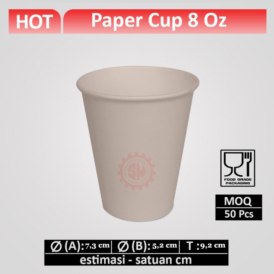 PUTIH (Fill 50pcs) Paper Cup 8oz Plain White Paper Cup | Shopee Philippines
