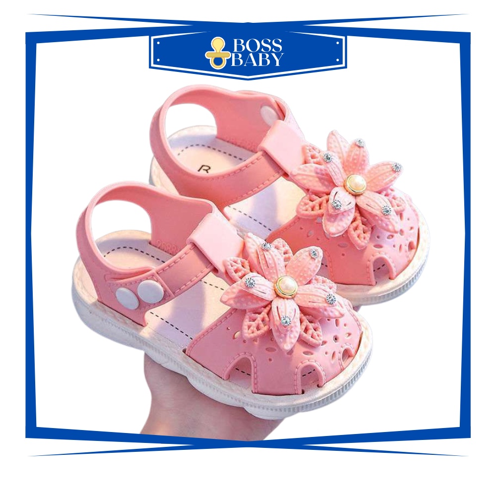 【Boss.Baby】Girl Fashion Korean baby Girl Princess Flower Pearl Baby Walking Shoes For Baby Girls