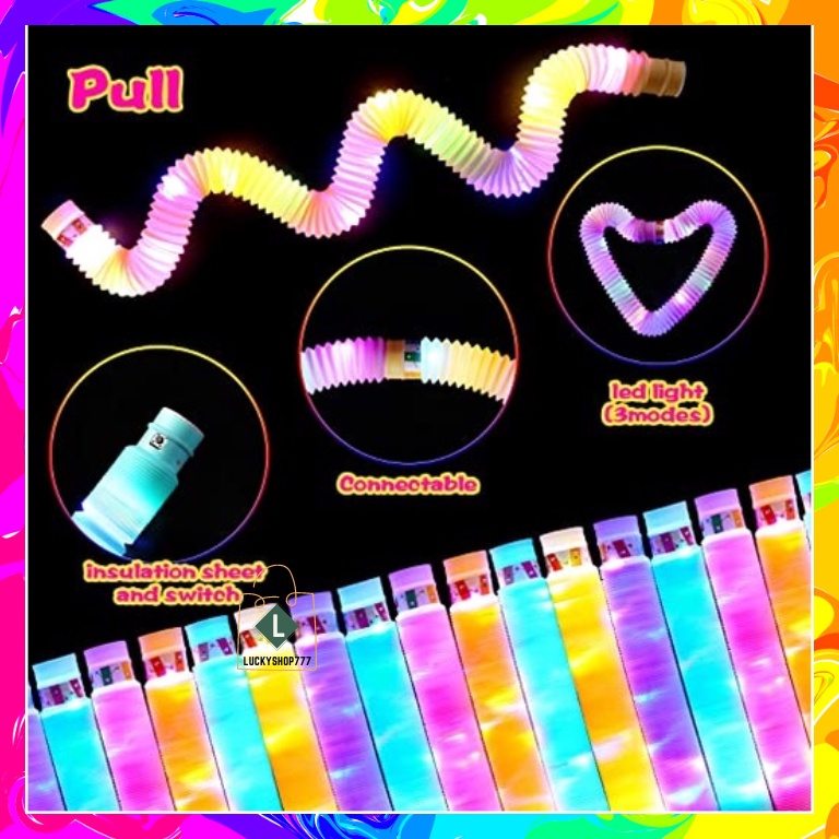 12 Pop Tubes LED allument le jouet sensoriel anti-stress qui brille dans le noir