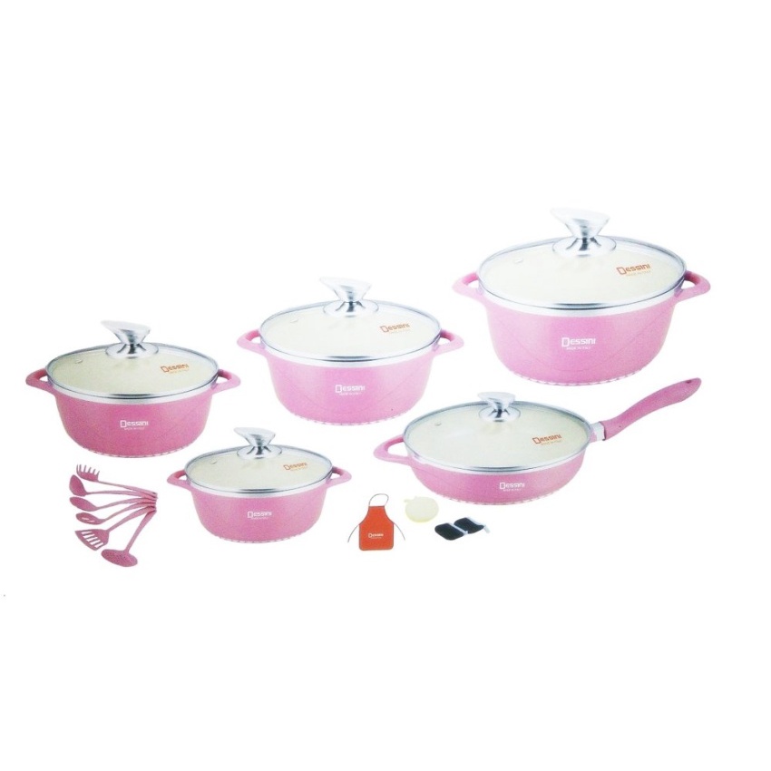 Dessini Ceramic Cookware 22Piece Set (Pink) Marvelous Shopee Philippines