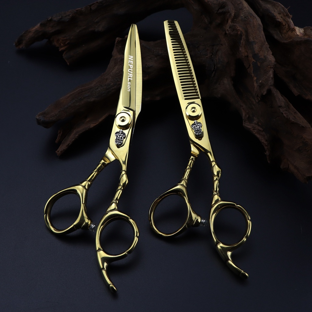 Japanese Royal 6.0 Inch Golden Haircut Scissor Flat Cut Thinning ...