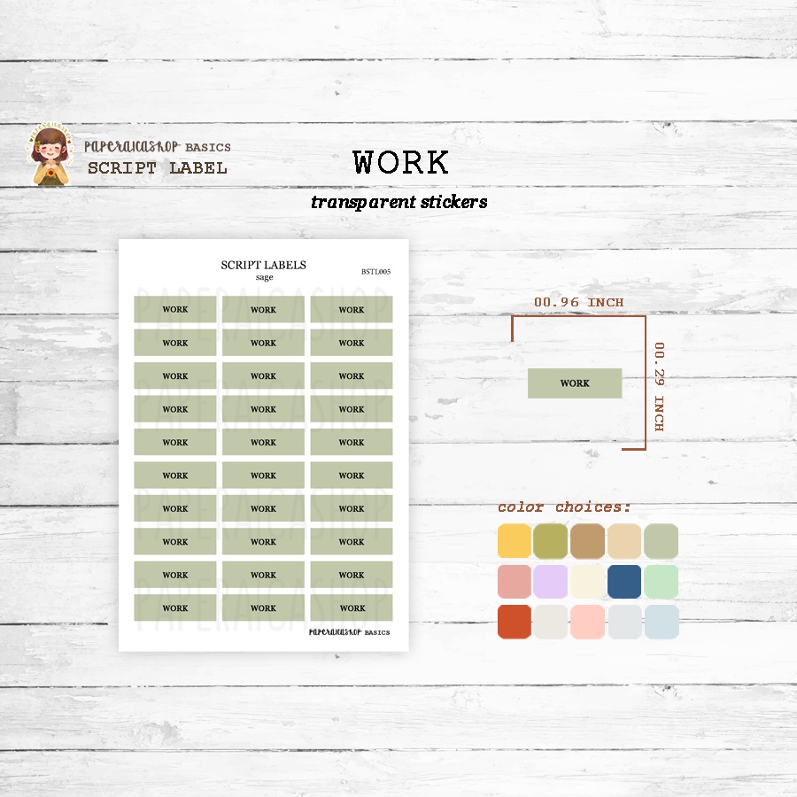 WORK Script Labels, Text Labels, Functional Stickers, Planner Stickers ...