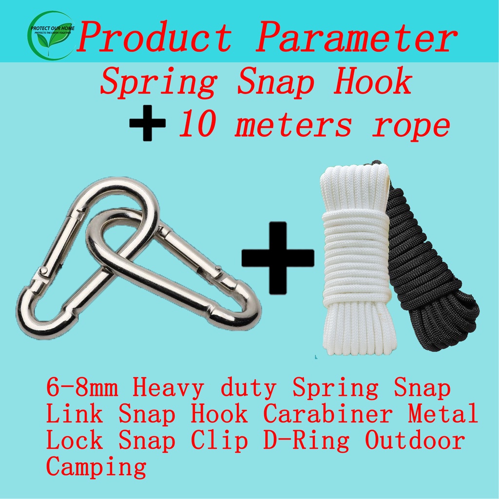 PH STOCK 6 8mm Heavy duty Spring Snap Link Snap Hook Carabiner Metal