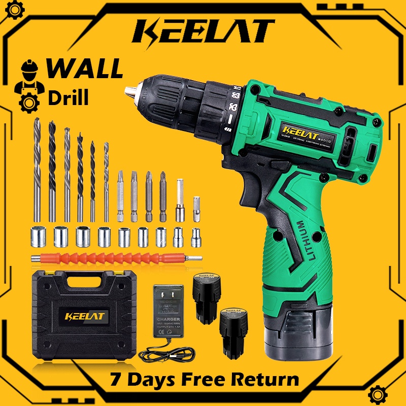 KEELAT Orig Cordless Impact Drill Battery Hammer Drill 31PCS