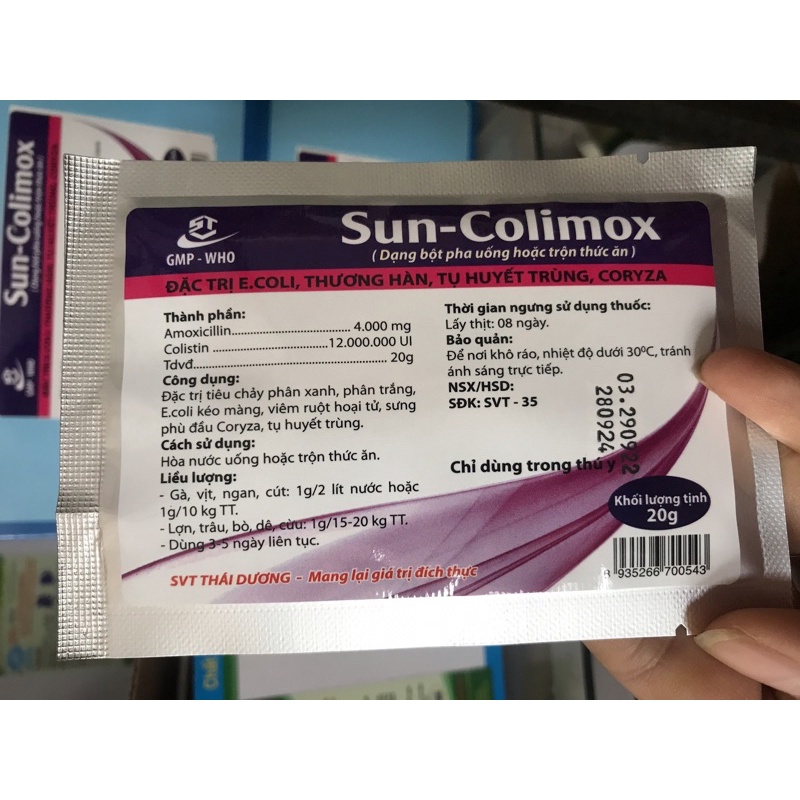 Sun Colmox 20g Includes amox And colistin, Green Stool Diarrhea, ecoli