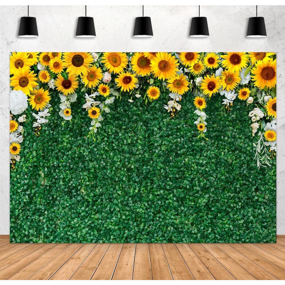 Green Leaves Backdrop Greenery Sunflower White Flower Spring Bridal ...