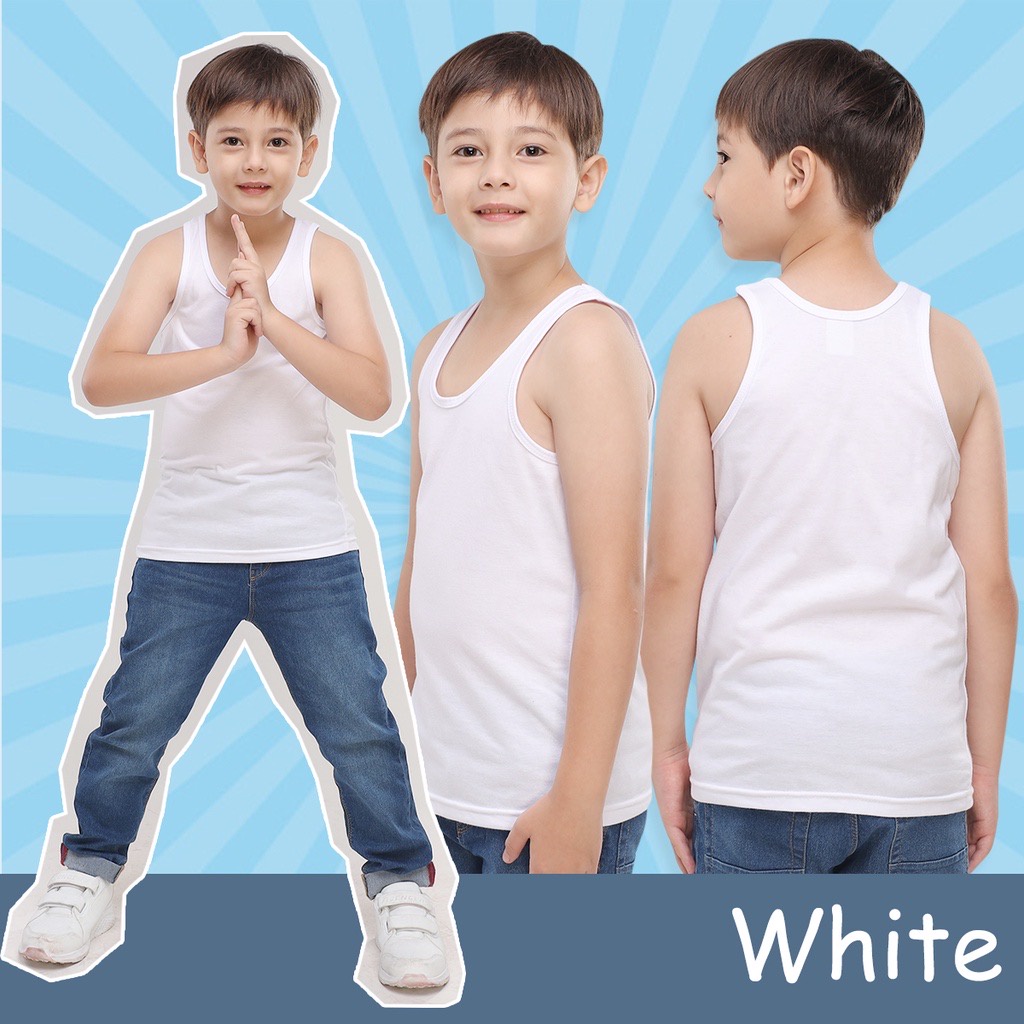 Kids Cotton Sando Top Plain White Unisex School Wear(S-XL Size ...