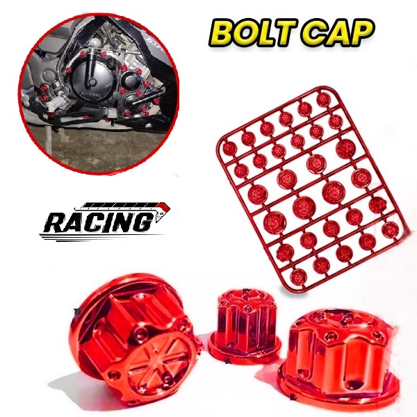 kawasaki barako 175 MOTORCYCLE BOLT CAP RED BOLT CAPS 30 PCS FOR NUTS accessories COD Shopee