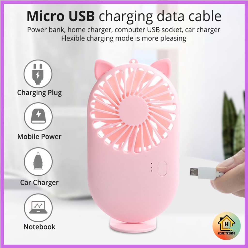 HOME TRENDS Portable Korean Mini Bunny Fan – USB Rechargeable, Handheld ...