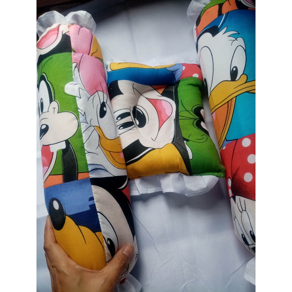3in1 Baby Bolster Pillow Set Infant Character Design For Boy and Girl