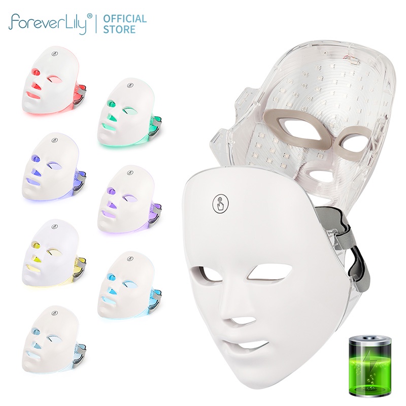 Foreverlily 7 Color LED Face Mask Rechargebale Photon Facial Skin