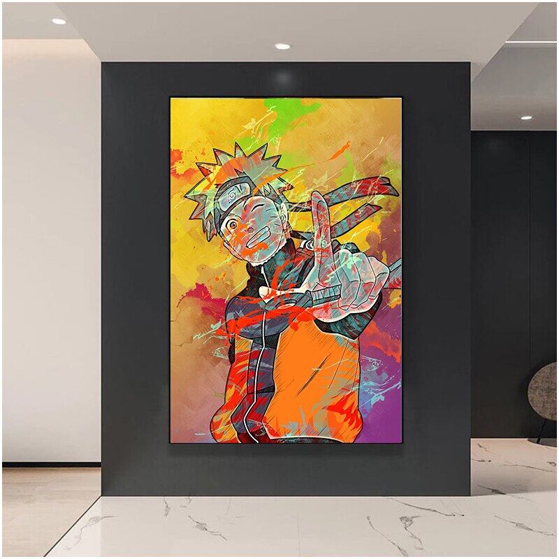 Japanese Anime Graffiti Naruto Painting On Canvas Naruto and Sasuke