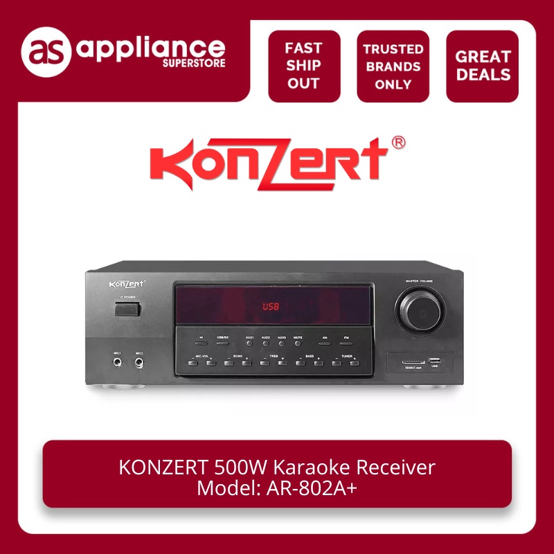 KONZERT 500W Karaoke Receiver with USB/SD,Bluetooth, FM radio & Mic