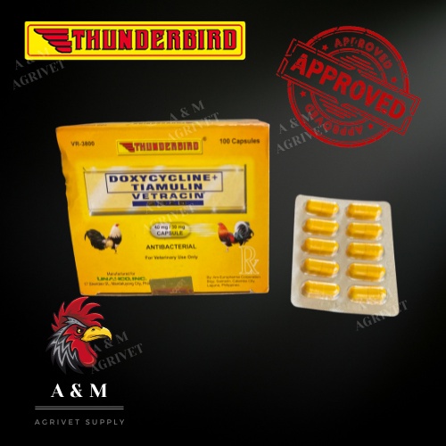 Thunderbird Vetracin Gold Antibiotic capsule Doxycyclin + Tiamulin (10 ...