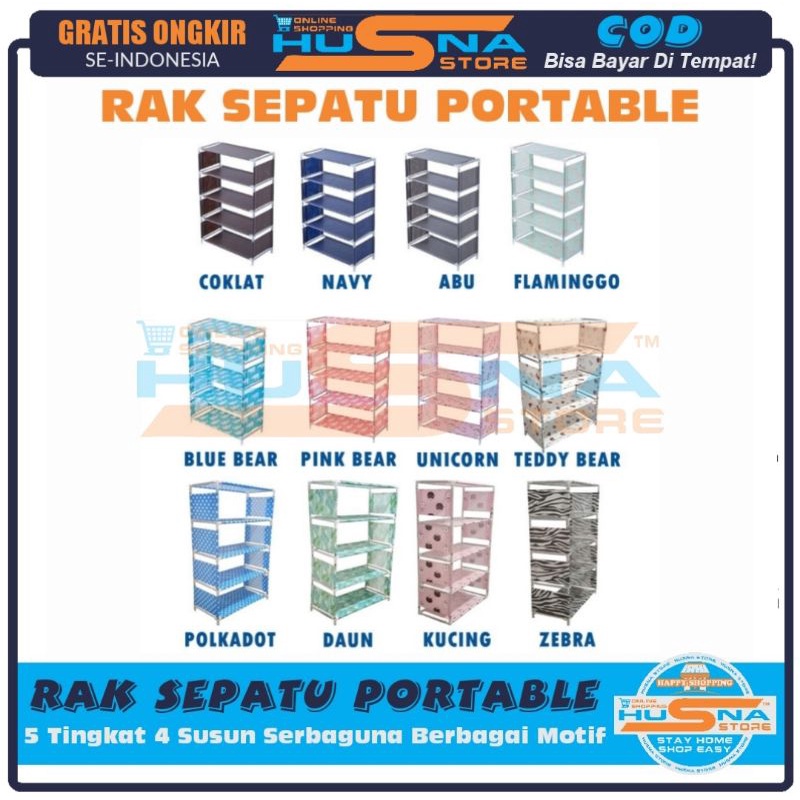 Multipurpose 4-tier 5-tier PORTABLE Shoe Rack Various Motifs | Shopee ...