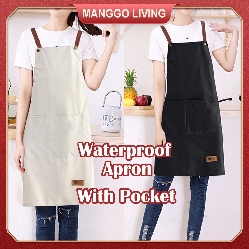 Apron For Cooking Baking Waterproof Apron With Pocket PVC Stain