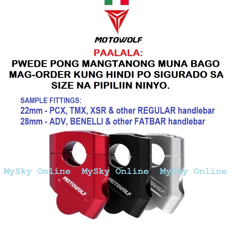 Original MOTOWOLF® Motorcycle RISER Handlebar Heightening Riser Bar ...