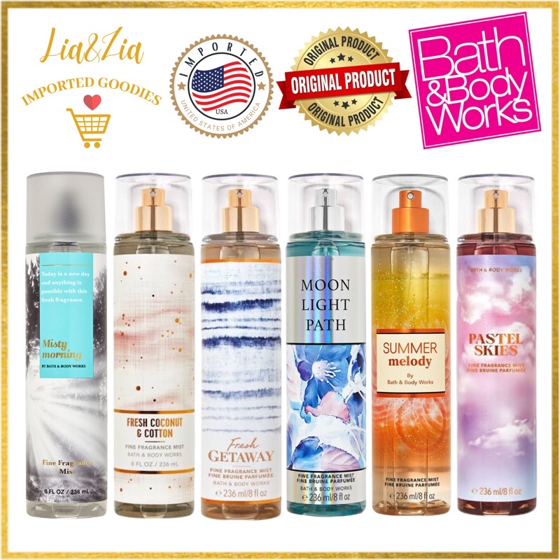 FRESH SCENT Bath & Body Works Fresh Getaway, Summer Melody, Misty