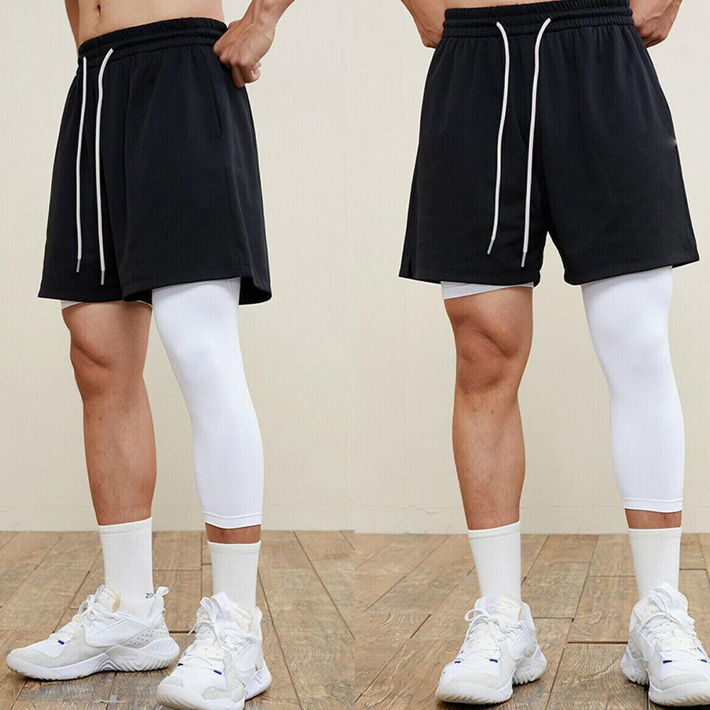 Men One Leg Leggings For Basketball Breathable Fitness Training Single Leg  Tights_x