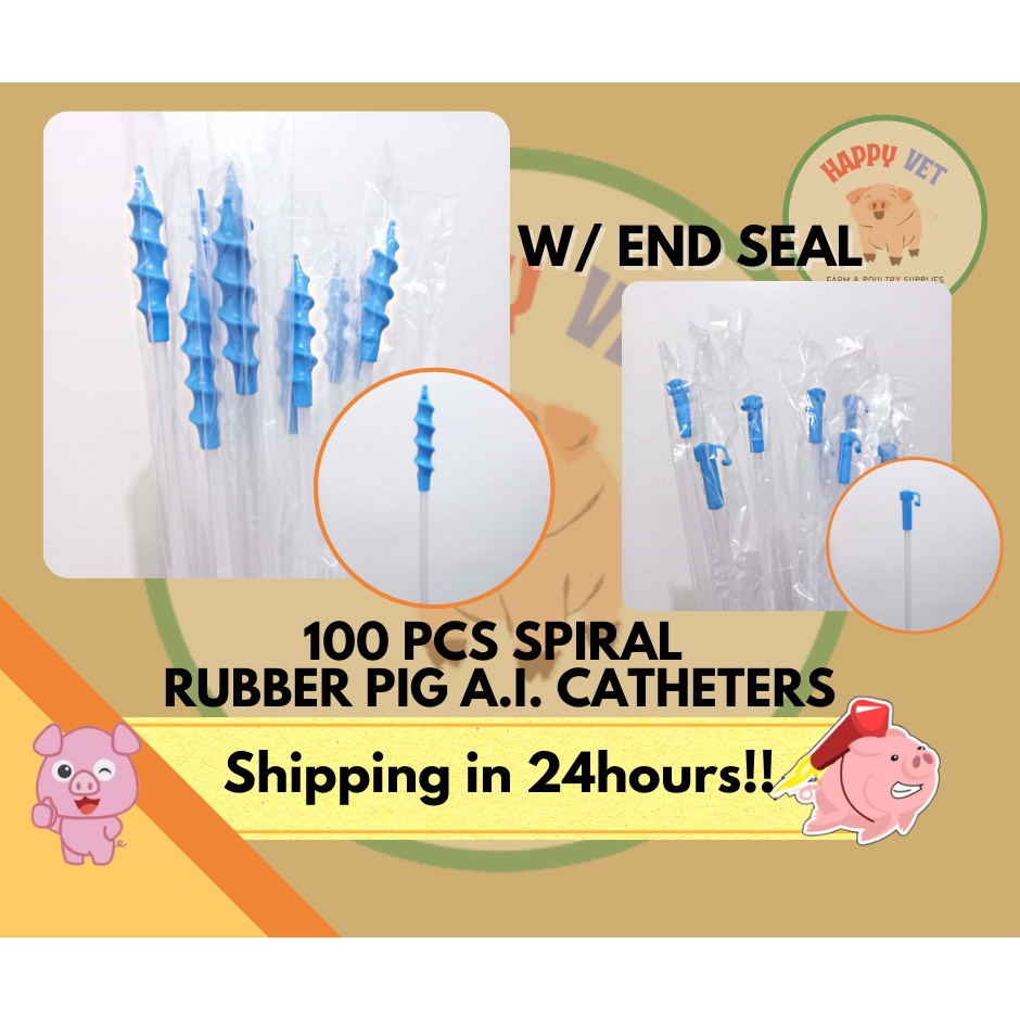 100pcs Ai Spiral Catheter for Pig insemination Curled catheter Sow