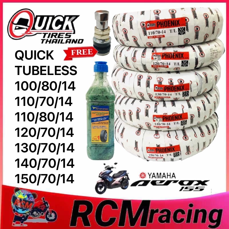 QUICK TIRE FREE TIRE SEALANT & PITO PHOENIX TUBELESS By 14 110/80/14 ...
