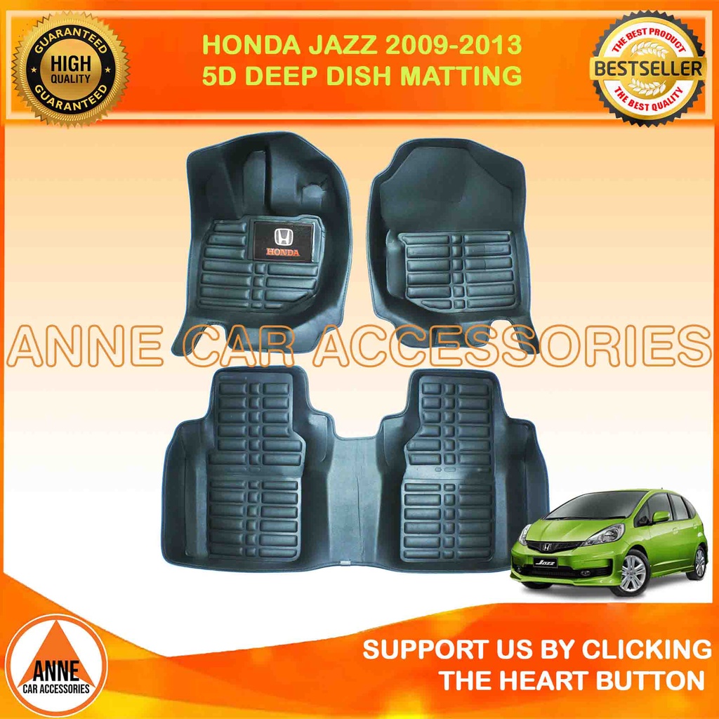 Honda Jazz 2009 2013 5D Black Deep Dish Matting Floor Liner Floor