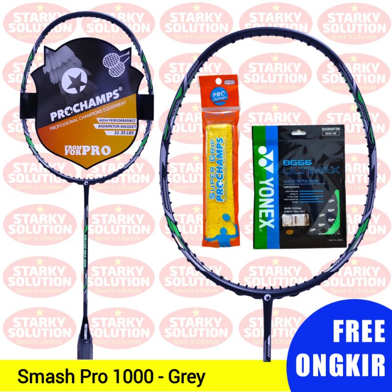 PROCHAMPS SMASH PRO 1000 Original Badminton Racket - Grey | Shopee ...